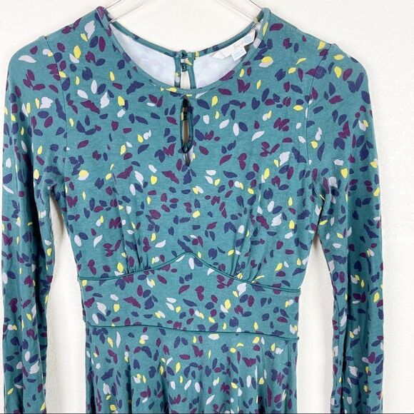 Boden Midi Long Sleeve Floral Green Print Size 6 - Picture 2 of 9